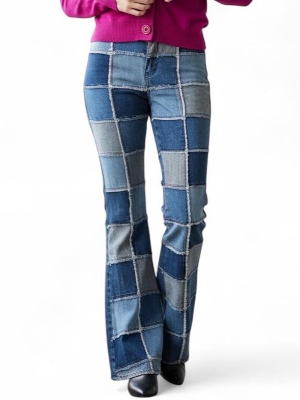 Vintage 90s/Y2K Zana Di Patchwork Low-rise Flare Jeans